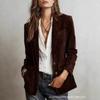 Womens Vintage Chic Suede-Like Blazer Jacket Single Breasted Loose Fit Street Style 2025