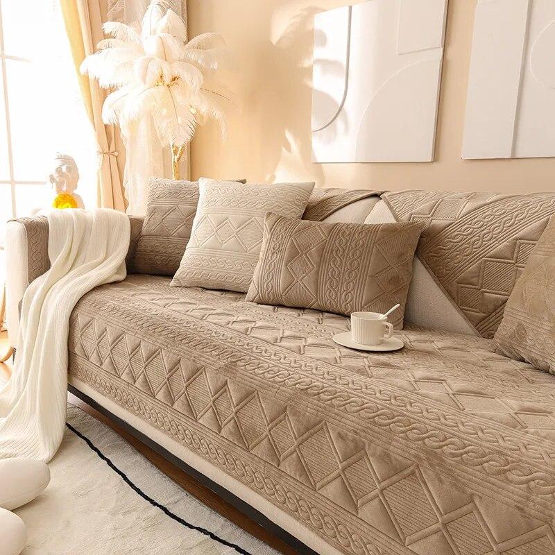 

Жаккардовая подушка для дивана, универсальная плюшевая ткань, нескользящий чехол для дивана, универсальная подушка для дивана, полотенце, защита мебели 110x160cm 1pcs