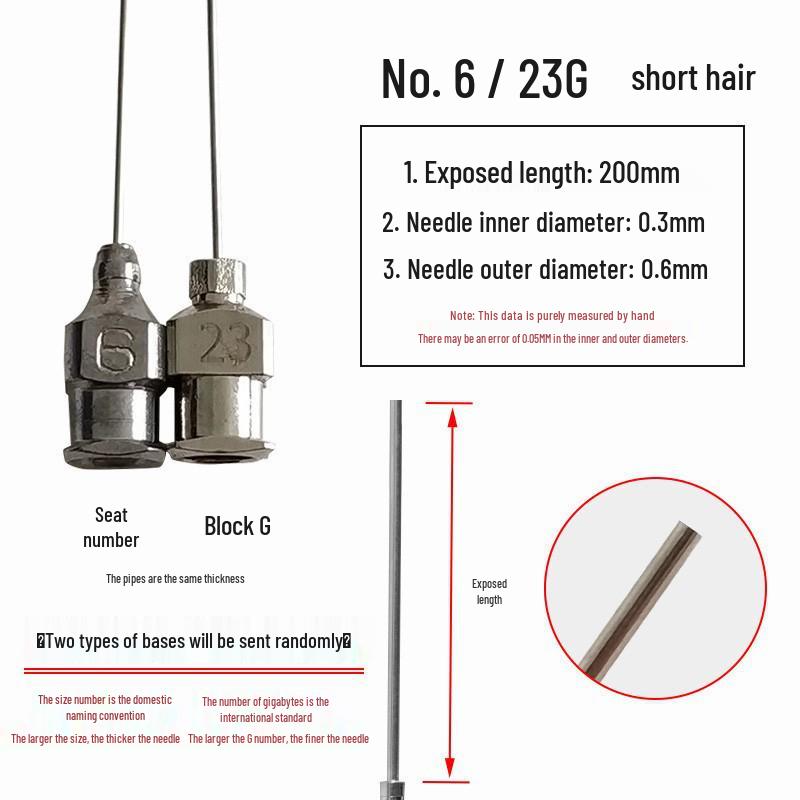 200mm Precision Stainless Steel Dispensing Needle with Pointed and Flat Tips