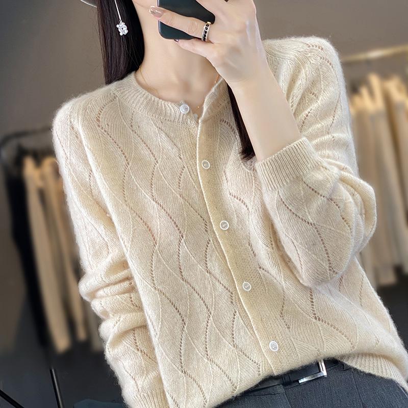 

QingHe Cashmere Женский кардиган из 30% кашемира - Мягкий и теплый свитер из шерстяной смеси XL