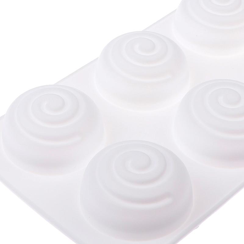 Soap Mould Round Whirlpool Silicone Rubber 6 Cavities Mousse Cake Baking Mold