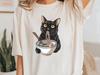 Anime Black Cat Ramen T-Shirt, Noodle Lover Gift
