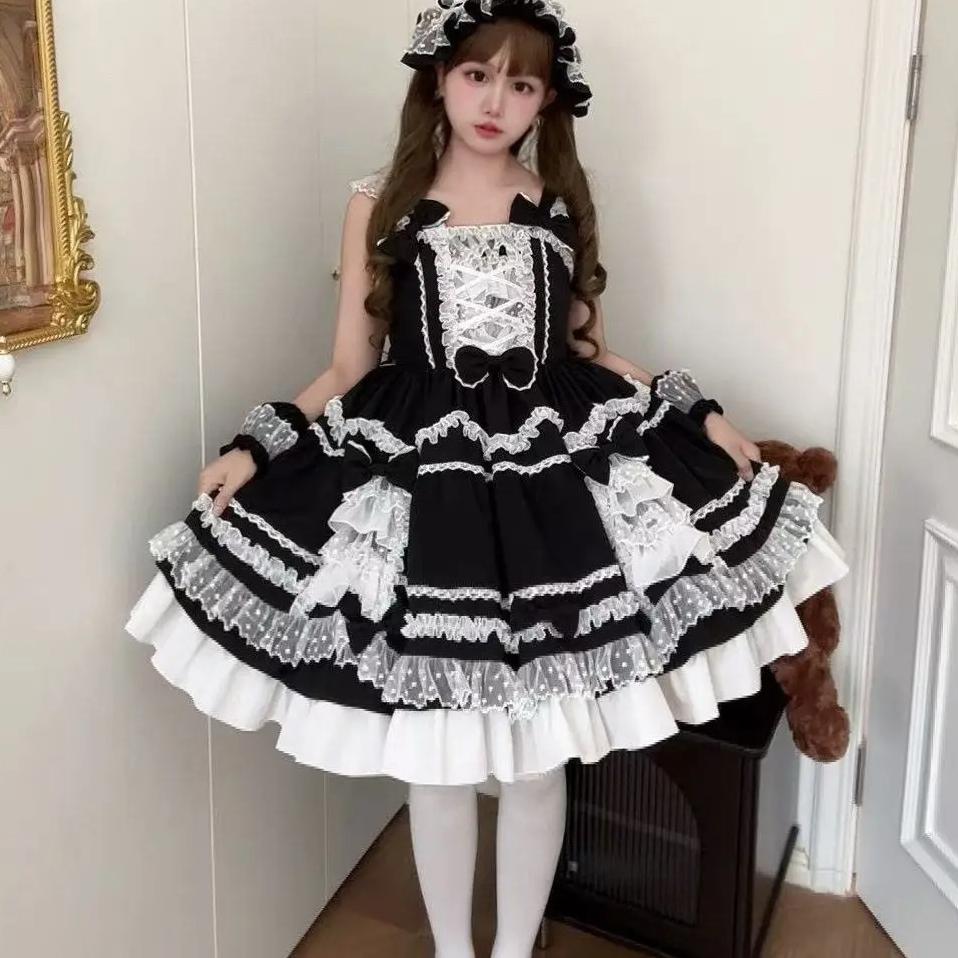 Salds Lolitas kleitas komplekts Krēmbalts mežģīņu