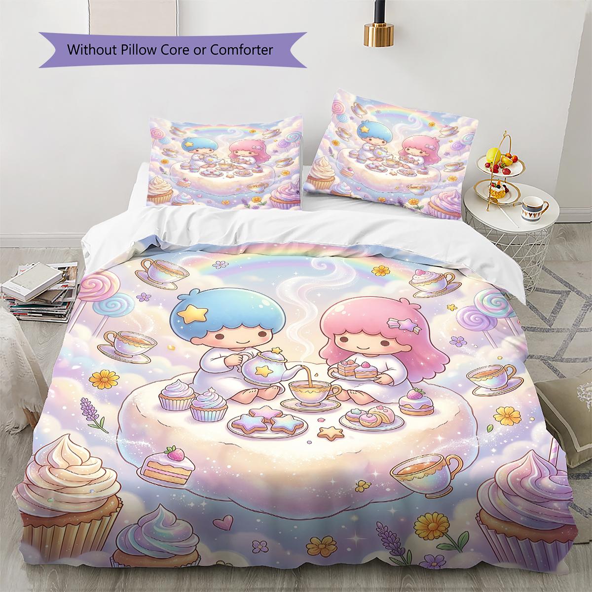 

Little Twin Stars Pattern Bedding,Quilt Set Quilt Cover Pillowcase Home Birthday Gift(1 * duvet cover + 2 * pillowcase, without core) 135x200cm