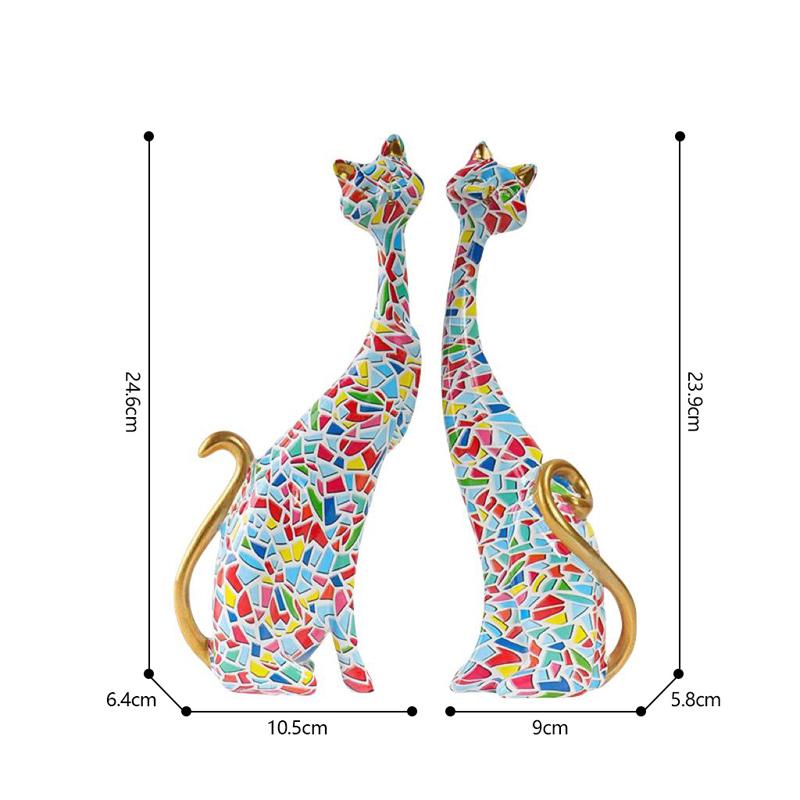 Oil Painting Couple Cat Figuirnes Decoration Home room Desktop Statue Ornaments Items Villa Club Sculpture Accessories Crafts