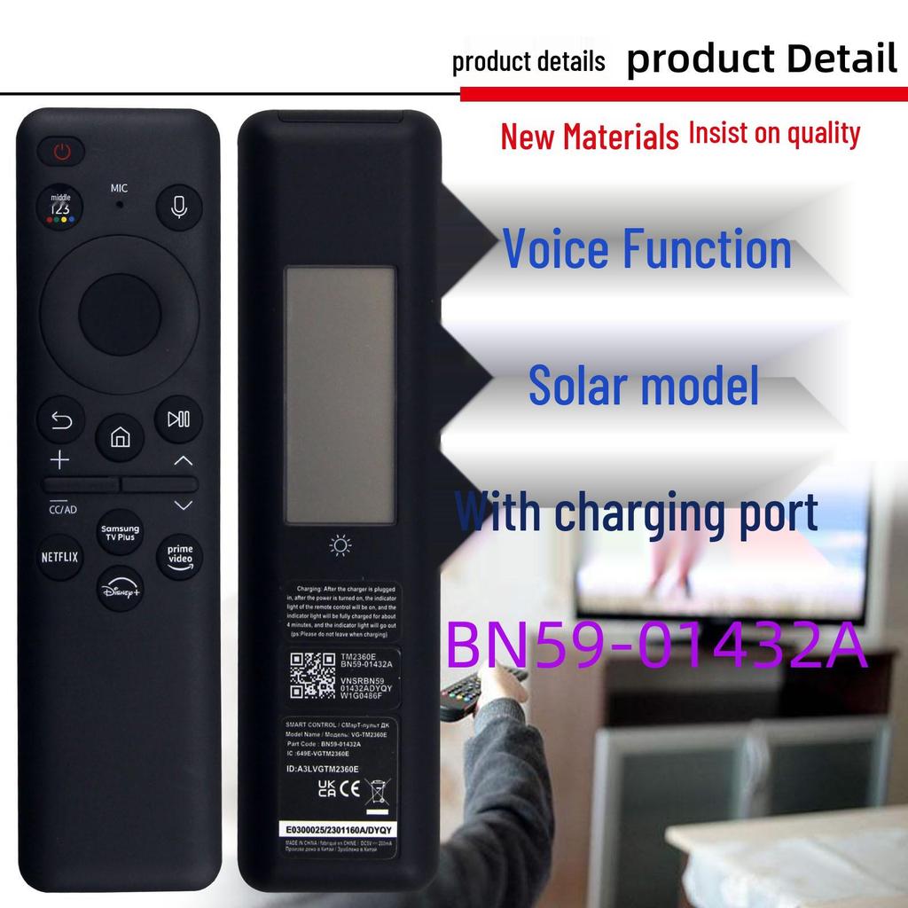 Compatible with Samsung TV Solar Voice Remote Control BN59-01432A/J, 01454A, 01455A