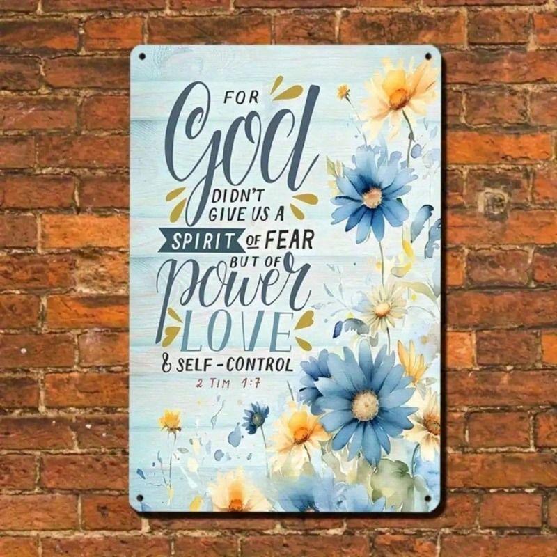 Vintage No Fear Bible Quote Metal Wall Art Inspirational Home Decor Tin Sign