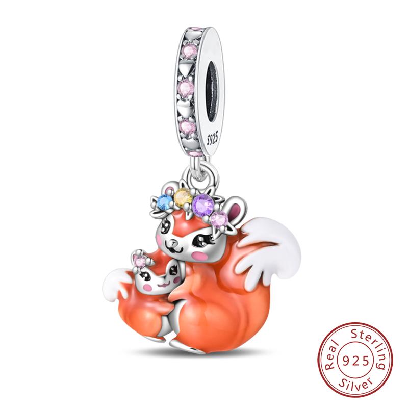 100% Copper Cute Little Bear Butterfly Flamingo Charms Beads Rose Princess Pendants Fit Diy Bracelets Jewelry Gifts