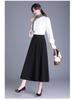 Spring 2025 Women's High-Waist Pleated A-Line Skirt - Casual Mid-Length Swing Skirt