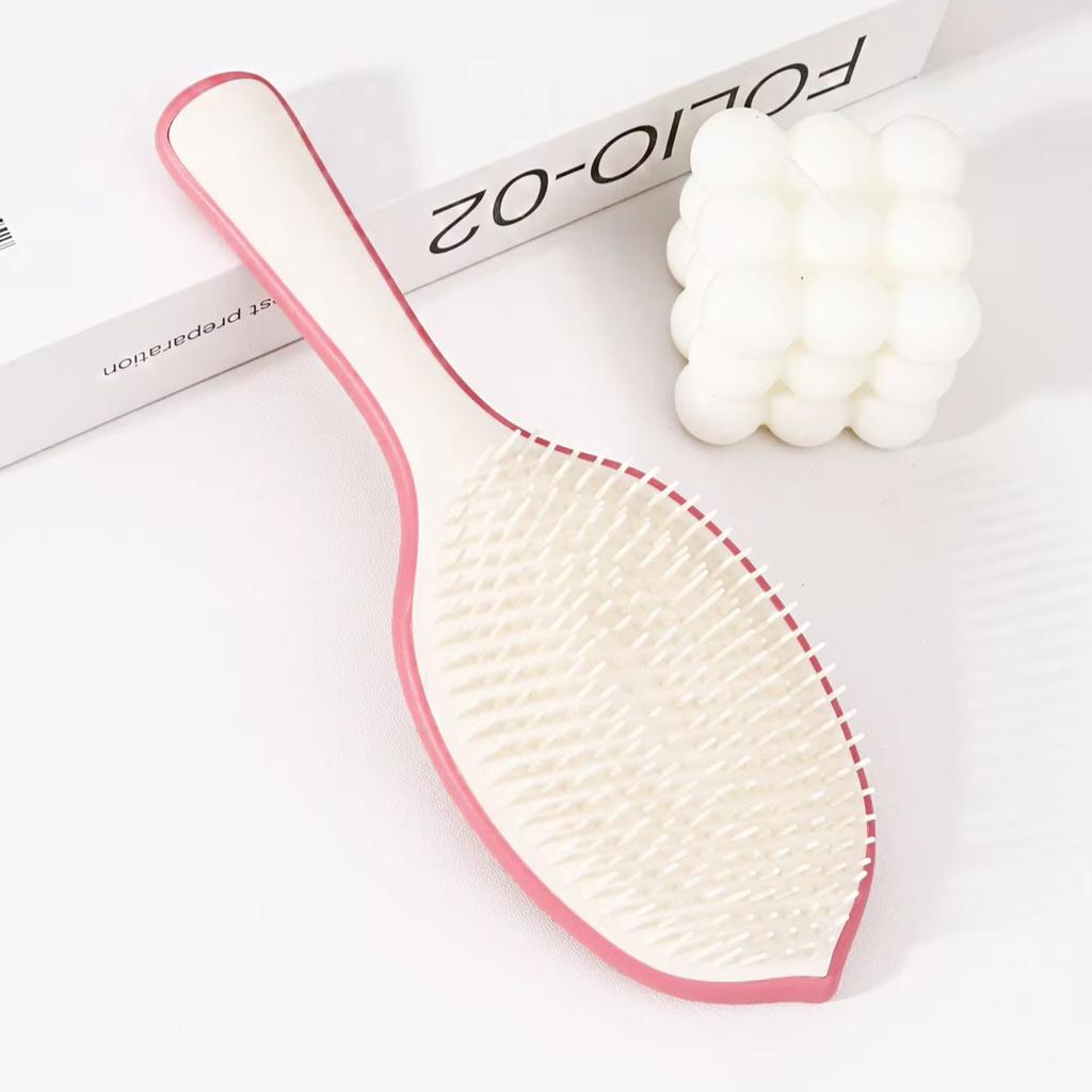 Fluffy leaf shaped hair brush, plastic bristles scalp massage comb, anti-static,reduces frizz, suitable for daily use
