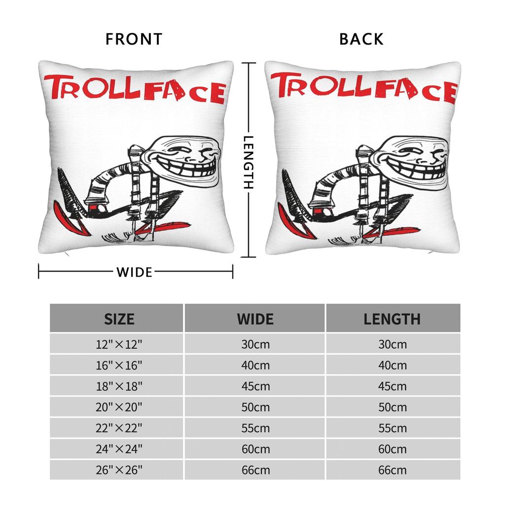 Trollface Meme Rage Comic Funny Troll Joke Internet Pillow Cover Novelty Pillow Case For Sofa Couch Bed Soft Pillowcases Gift