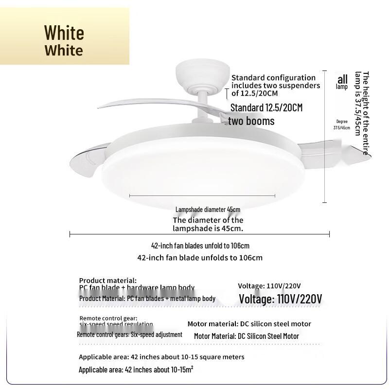 Oeny 48-inch Silent Retractable Ceiling Fan with Light