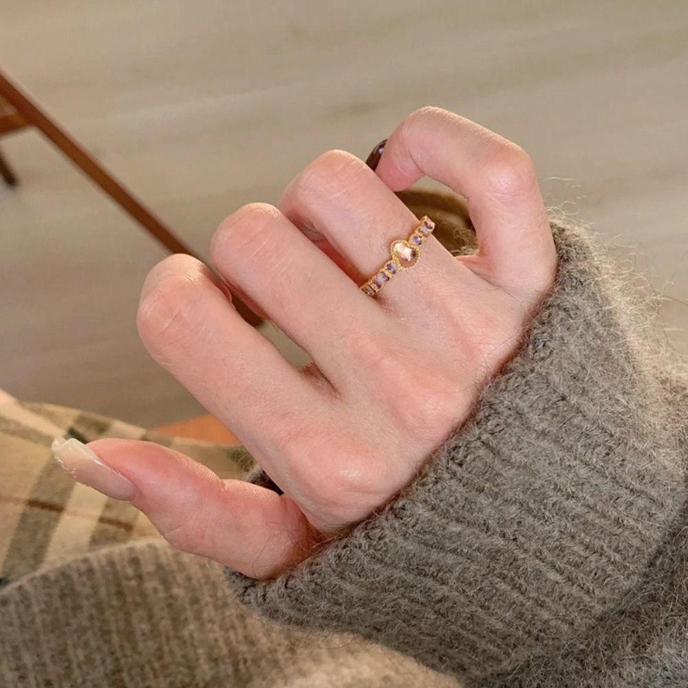 Lucky Vintage Rings Purple Gourd Metal Open Rings Temperament Enamel Finger Ring Ladies