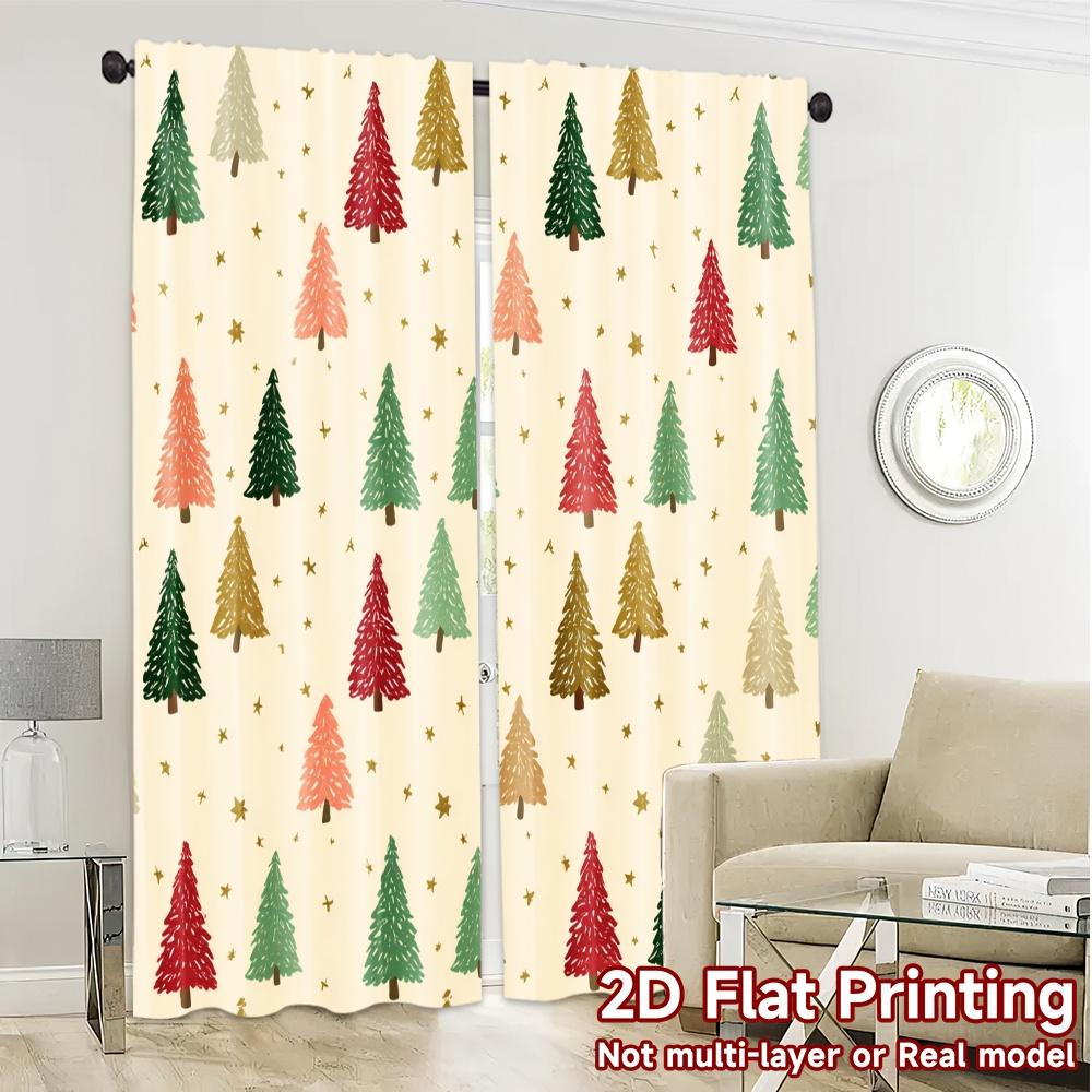 2D-Flachdruck JIT 2-teilige Vorhänge (Ohne Stange) Festliche Immergrüne Beliebte Fenstergardinen Langlebige Polyestervorhänge Zuhause