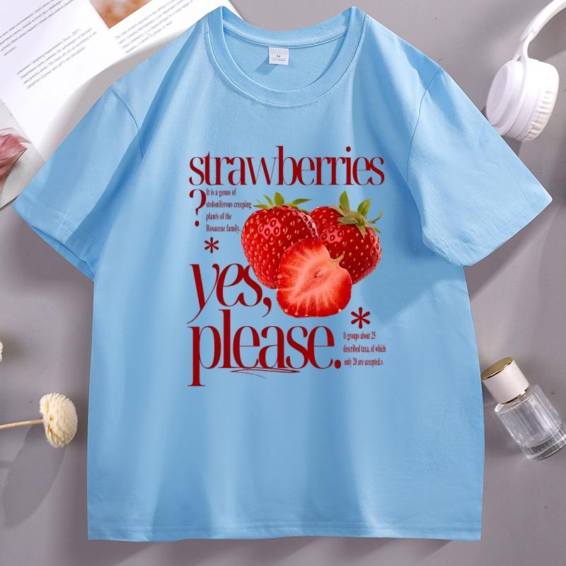 Strawberries Graphic T Shirts Unisex WoUnisex Funny Cotton Short Sleeve Tshirt Comfortable New Tee Summer Fashion Tshirt WoUnisexs Tops