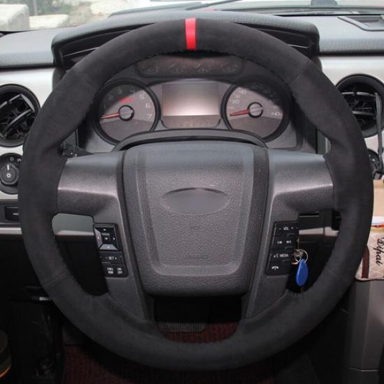 DIY Suede Car Steering Wheel Cover For Ford F-150 F150 SVT Raptor 2010 - 2014