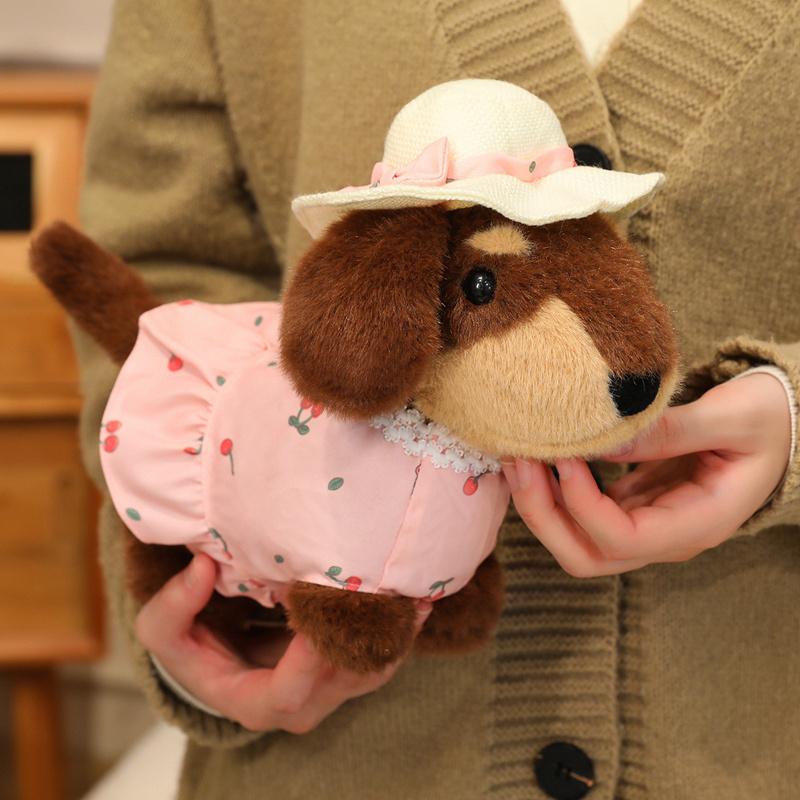 Non-Toxic 25/35Cm Cute Dachshund Plush Toys Wear Clothes Doll Kawaii Pink Dress Blue Shirt Bee Dress Up Dachshund Doll Birthday Gift Toys