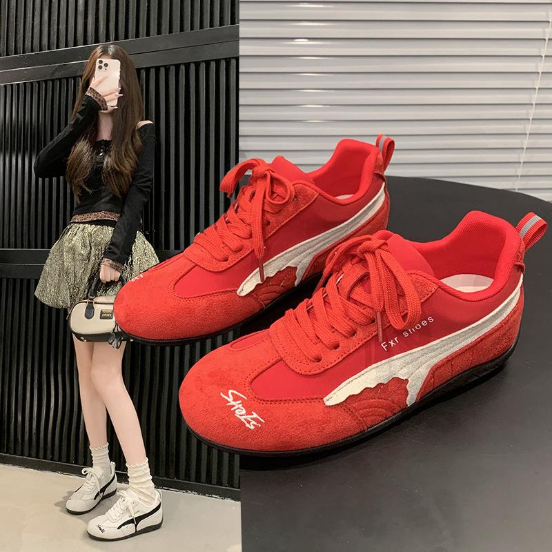 

Racing shoes/men s and women s autumn new mesh breathable couple versatile casual board shoes 35 красный