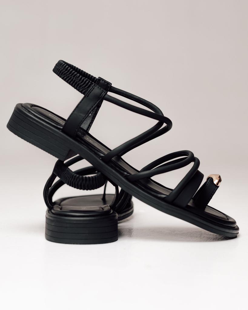 Sandály na nízkém podpatku Prima d'Arte 5512 36 černé z ekokůže