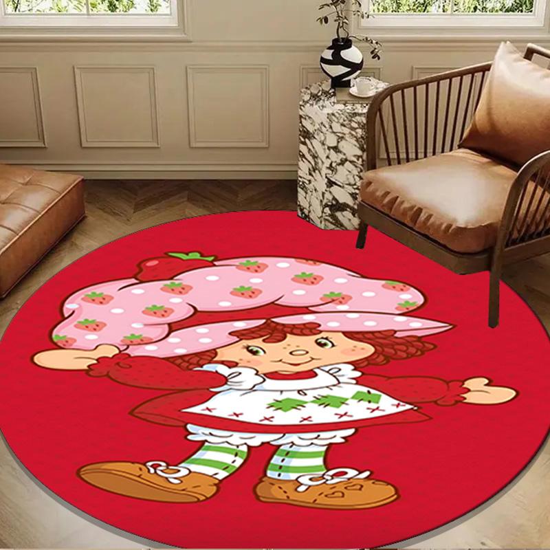Straw-berry Friends Round mat, Anti-slip Circle Carpet Chair rug For livingroom,Bedroom, doormat home decor Gift Christmas Gifts