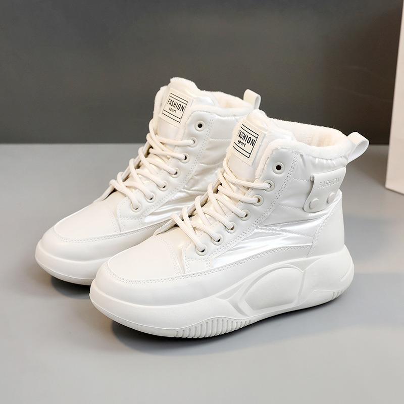 New Winter Velvet Cotton Shoes Wedge Heel Warm High-top Thick Sole Side Zipper Student Height-increasing Women's Shoes