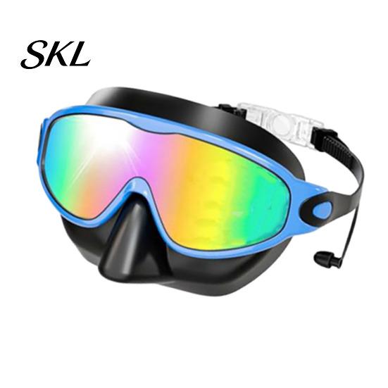 Panoramic Swim Goggles Clip-On with Case, 180 Degrees Wide View Anti-UV Case Pool Goggles, No Leakage Anti-Fog Swimming Eyewear for Children