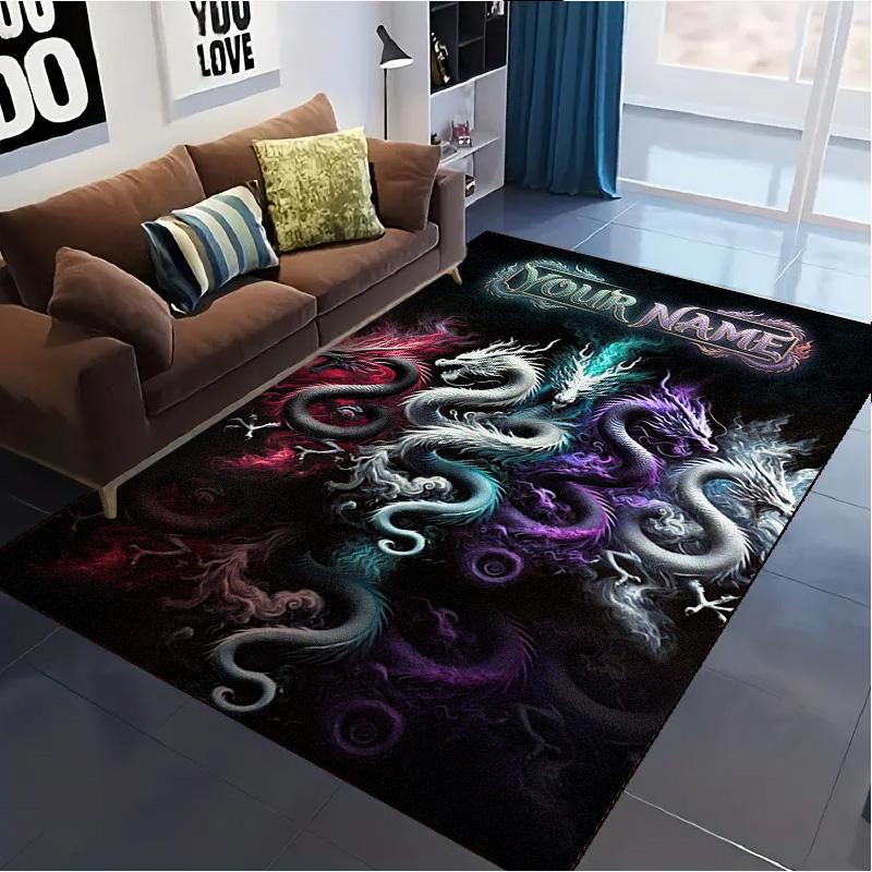 Name Custom Dragon Art Carpet Rug for Living Room Bedroom Home Sofa Decoration,Kids Play Non-slip Floor Mat