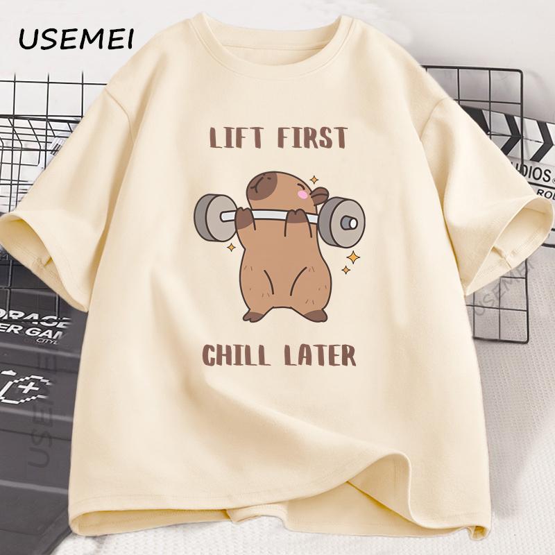 

Футболка Капибара для спортзала Мужская Женская Спортивная Футболка для Тяжелой Атлетики Тренировочная Фитнес Футболка Топ Унисекс Мягкая Свободная Хлопковая Футболка Одежда 6XL