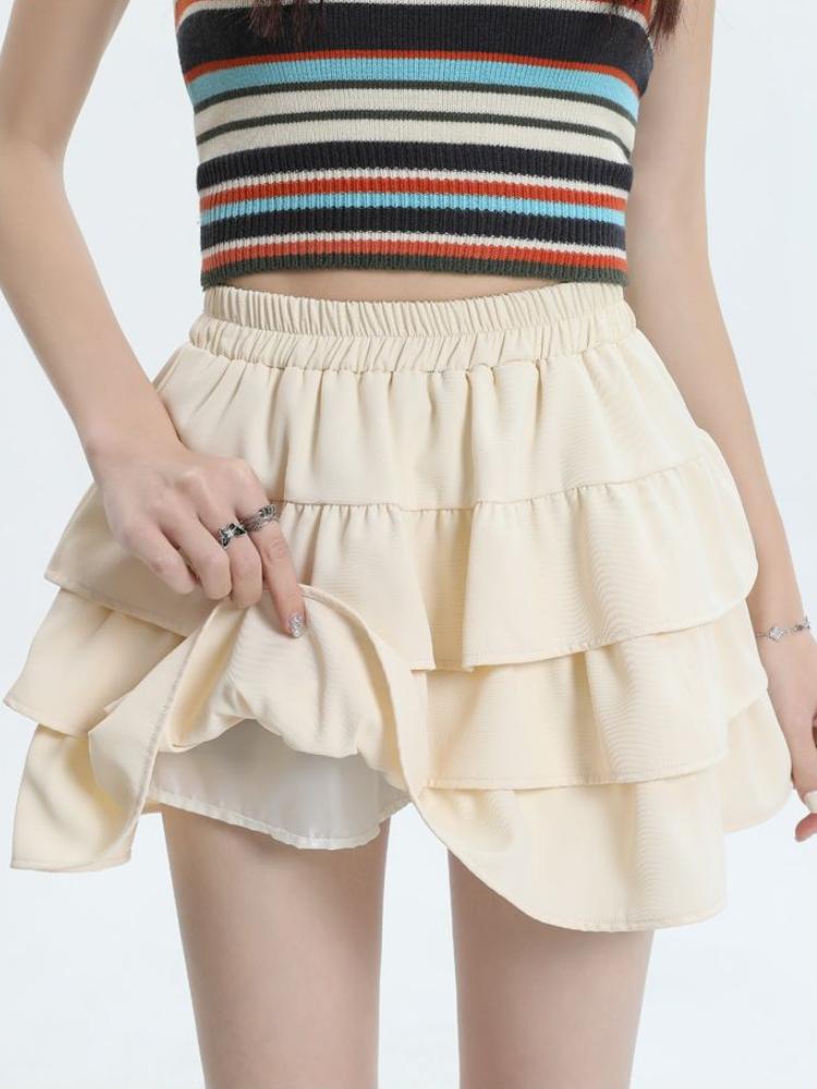 Białe Mini Spódnice Krótkie Ciasto Dla Kobiet Spódnica W Kształcie Litery A Wysoka Talia Jednolity Kolor Koreańska Moda Casual Lato Spódnica Plisowana