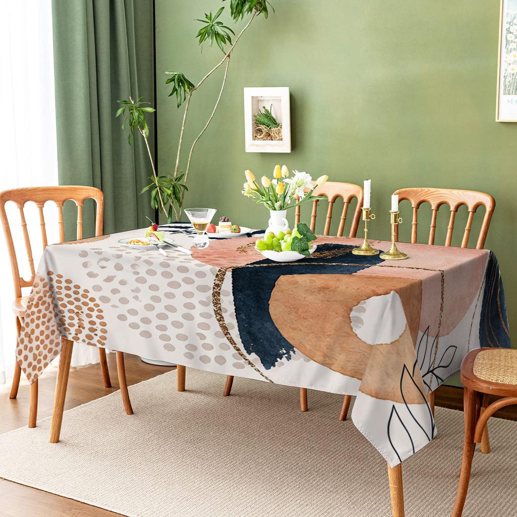 Watercolor Floral Pattern Polyester Tablecloth - Decorative Table Cover for Dining Table, Stylish Home Party Table Decoration