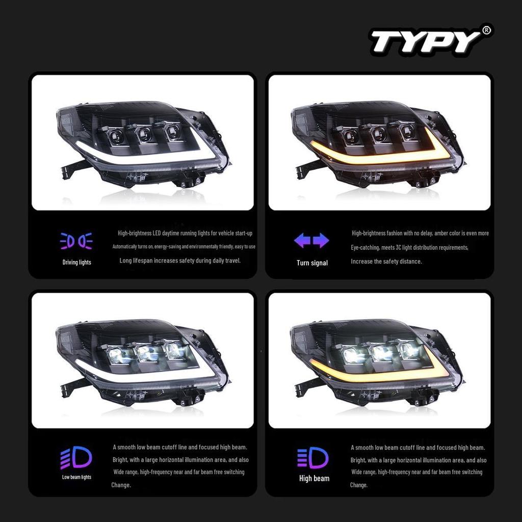 Prado 10-13 LED Headlights: Daytime Running Lights & Sequential Turn Signals