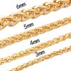 HNSP STAINLESS STEEL Twist Rope Chain Gold Color Necklace For Men Women Fashion Trends  Accessories 3/4/5/6MM Thick