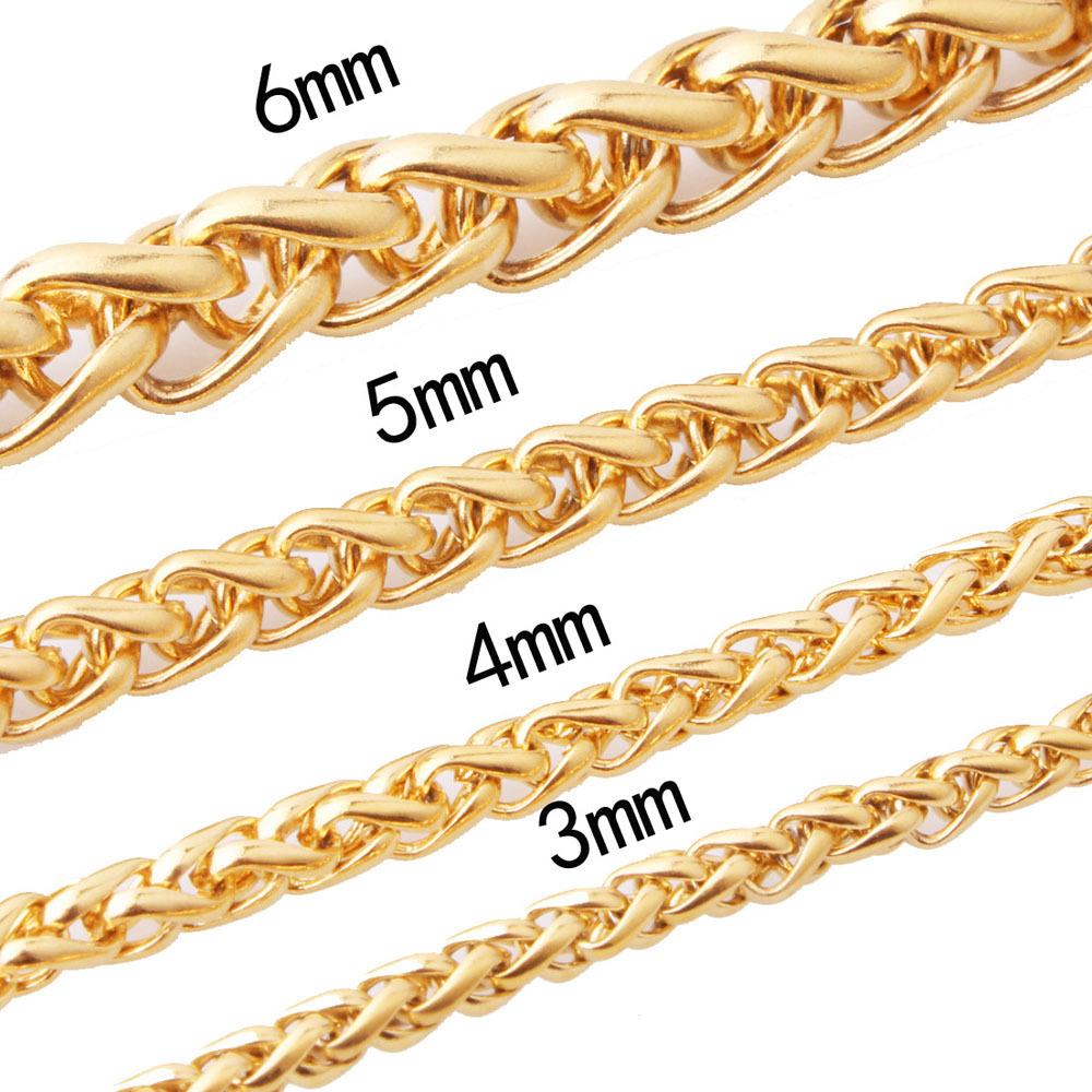 HNSP STAINLESS STEEL Twist Rope Chain Gold Color Necklace For Men Women Fashion Trends Accessories 3/4/5/6MM Thick