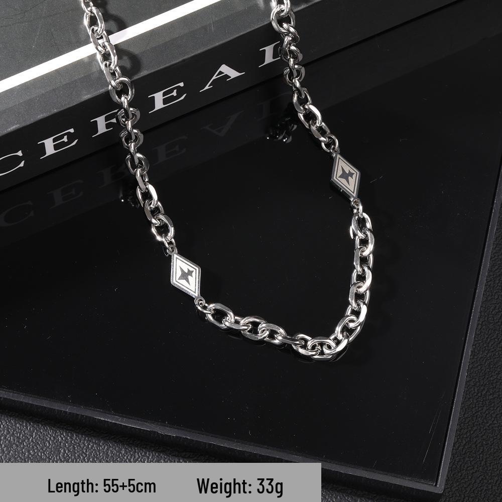 Halskette für attraktive Männer aus Titanstahl mit kubanischer Kette - Hip-Hop-Stil, vielseitig, einzigartige Persönlichkeit, Pullover-Accessoire