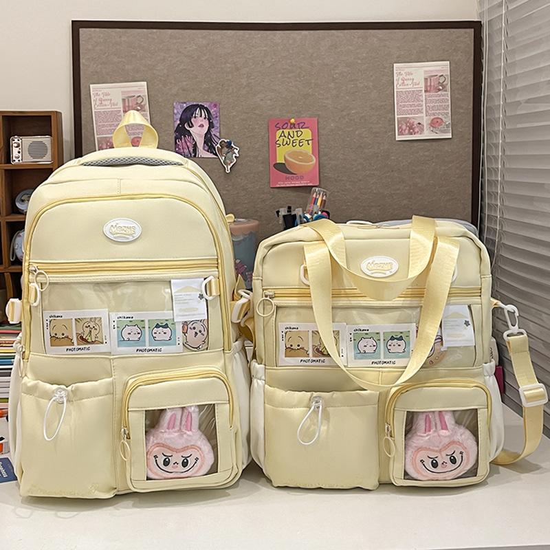 Winter New Transparent High-Value Ins Large Capacity Middle and High School Student Double Shoulder Single Shoulder Two-Piece Backpack