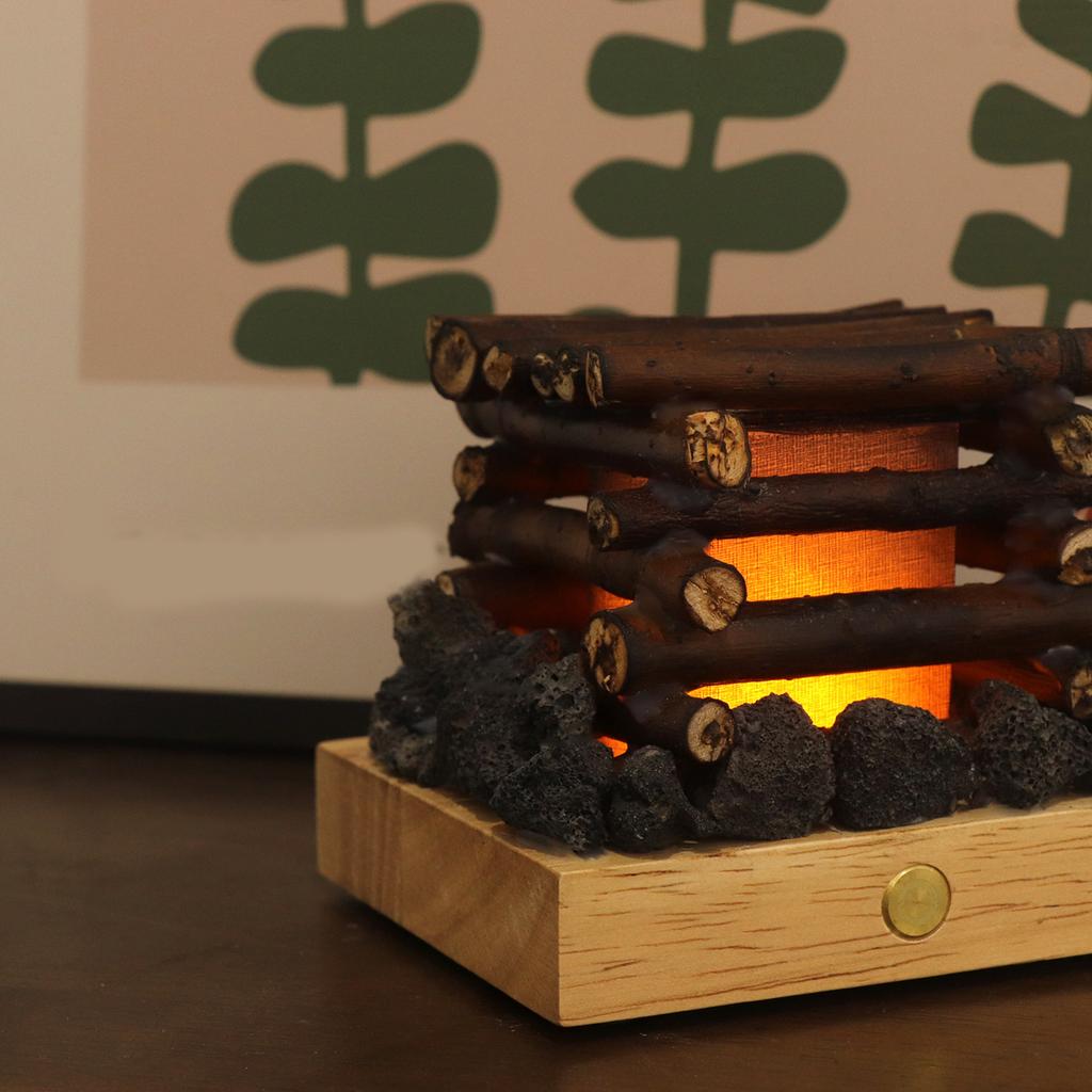Faux Fire Lamp USB Rechargeable 3 Mode White Noise LED Faux Campfire Night Light for Desk