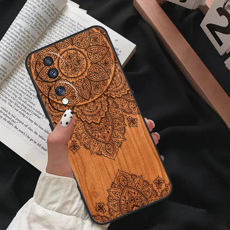Mandala Floral Wood Case For Honor 90 Lite Magic 5 Pro 70 50 10 Honor X8 X7 X9 X9a X8a X7a X6a 9X 8X Back Cover