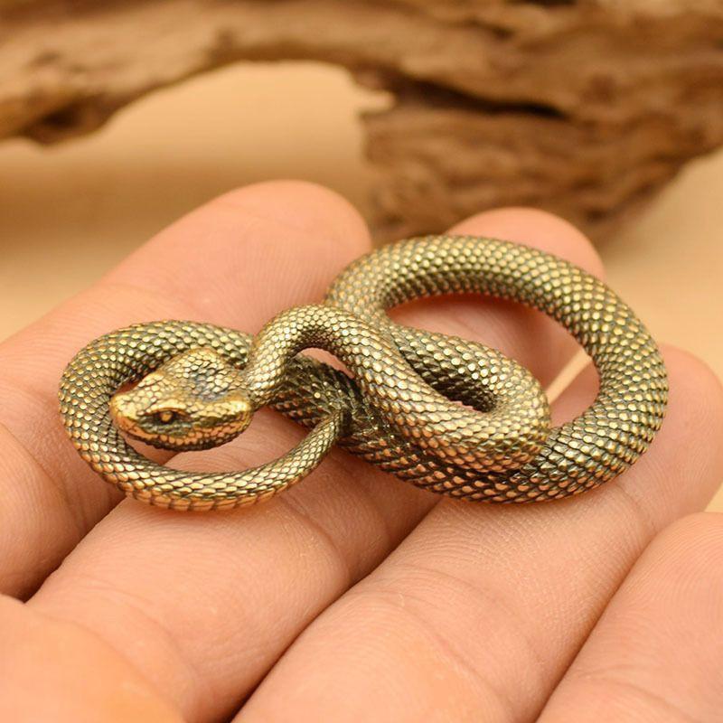 Vintage Alloy Snake Figurine Fine Carving For Figurine Decor Gifts For Snake Lovers
