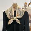 Square scarf with artistic cotton and linen texture, printed shawl, small square scarf, silk scarf, fashionable women's scarf