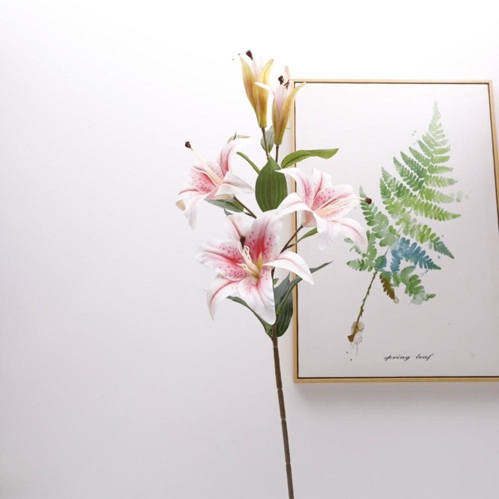 Echte Berührung Simulation Lilium Brownii Blume 5 Köpfe Künstliche Blumen Outdoor Gartendekoration