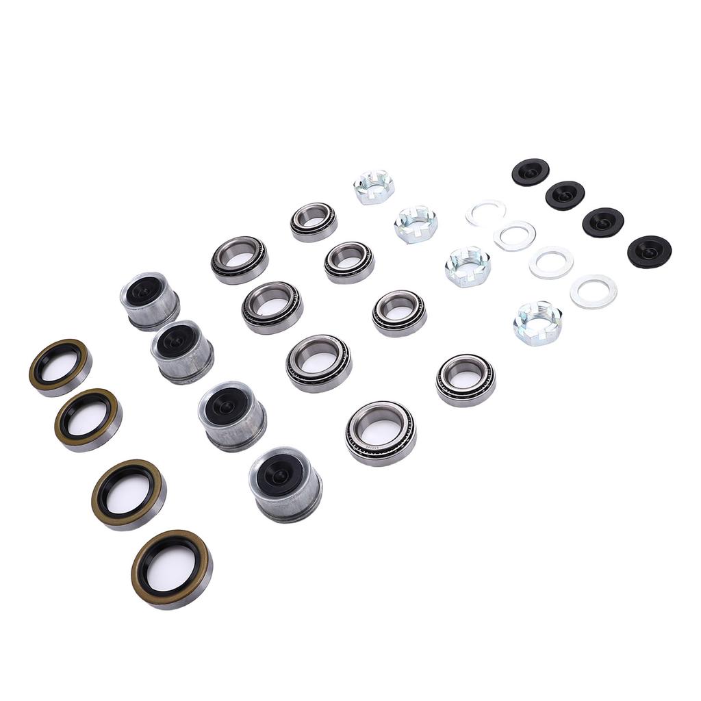 4 Sets 3500 LB Boat Trailer Axle Bearing Kits L68149 Grease Seals Spindle Nuts 1.98in Dust Covers Rubber Plugs Cotter