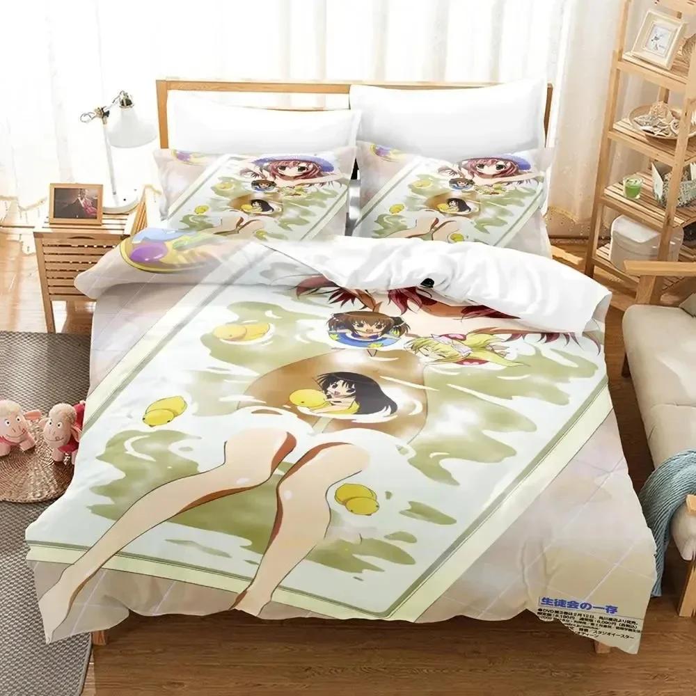 3D Print Anime Student Council'S Discretion Comfortable Duvet Quilt Cover Pillowcase Bedding Set Children Bedroom Home Textile