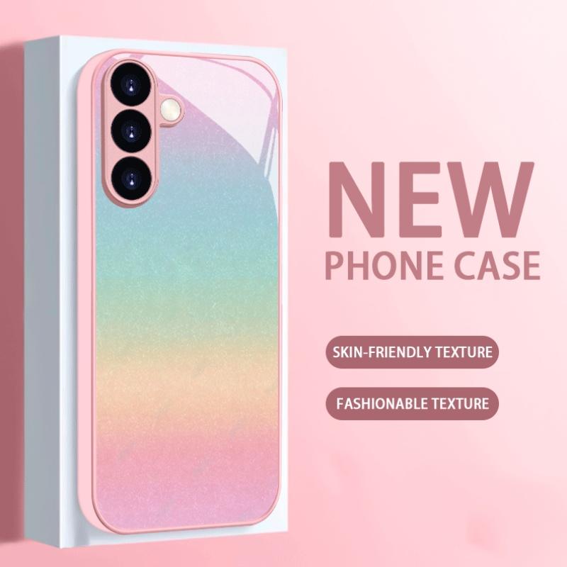 New Sparkle Powder Pattern PhoneCase Glass PhoneCase for Samsung Galaxy S26 S25 S24 S23 S22 S21 FE Ultra Plus Girls' Version