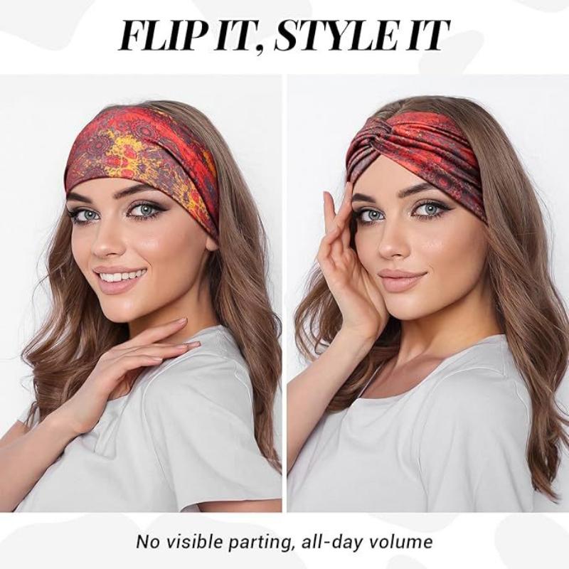 Boho styl Dámská široká čelenka Retro čelenka Elastický měkký turban Uzlovaný Vhodný na jógu Vlasové doplňky
