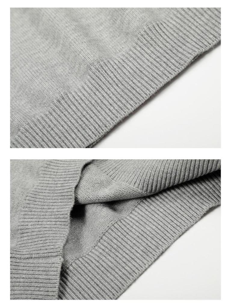 Men's Autumn/Winter Henry Collar Embroidered Sweater - Classic, Loose Knitwear with a High-End Feel