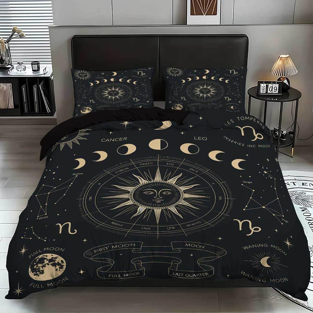 Quilt Cover Three-Piece Sun And Moon 3D Digital Printing Bed Kit Grinding Quilt Cover Pillowcase