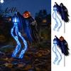 Spooky Yard Scene Accessories Halloween Soul Harvester Solar Garden Stake Light Animated Ghost Lantern with LED Skeleton Pathway Stakes Flowing Eyes,