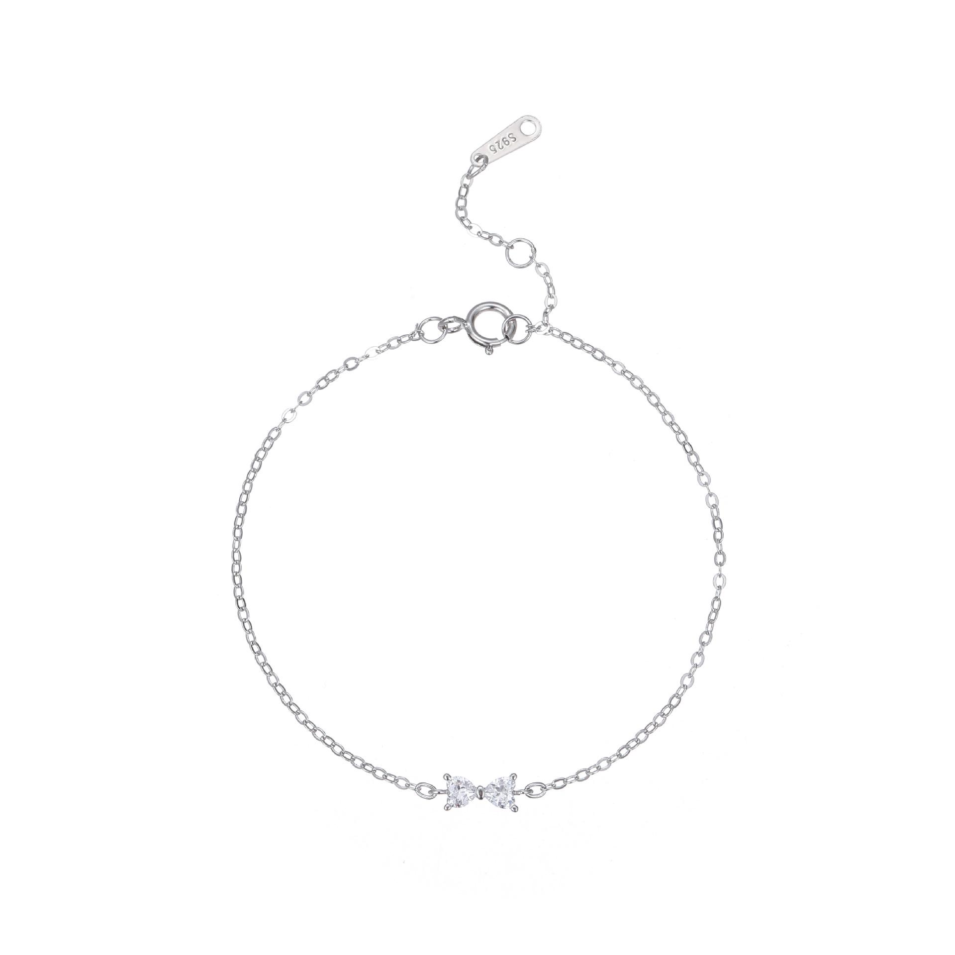 Exquisite Japanese Niche Design: S925 Sterling Silver Diamond Bow Bracelet for Women 925 Silver