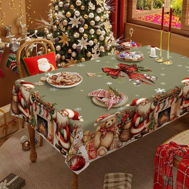 Weihnachtstischdecke, Neujahrs-Rundtischdecke, stimmungsvolle Dekoration, Kaffeetischdecke, Frühlingsfest-Tischdeckenbezug