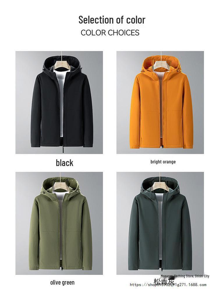 Men's 2026 Trendy Three-Proof Hooded Windbreaker: Heavy-Duty, Unisex, Functional, Loose-Fit Jacket for Spring/Autumn.